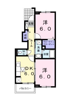 ブルー・スカイII(2DK/1階)の間取り写真