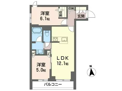 グレース二子(2LDK/2階)の間取り写真