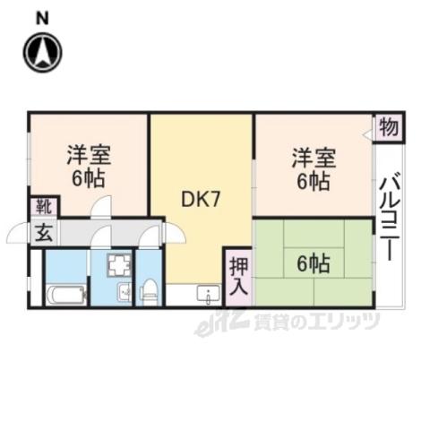 コミュニティみかど(3DK/2階)の間取り写真