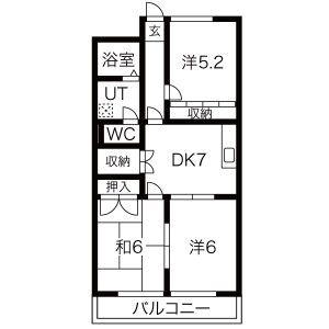 スカイハイツイトー(3DK/3階)の間取り写真