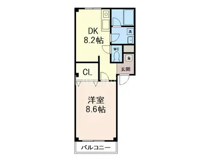 LIFE館COLORS(1DK/3階)の間取り写真