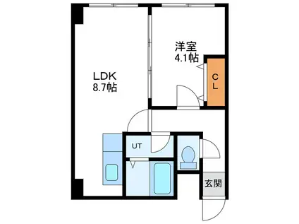 シングルステージ北大前(1LDK/2階)の間取り写真