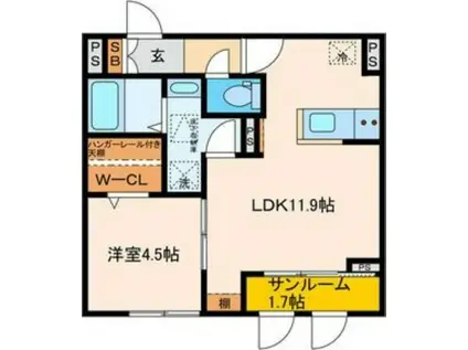 パセオプラシード連坊(1LDK/1階)の間取り写真