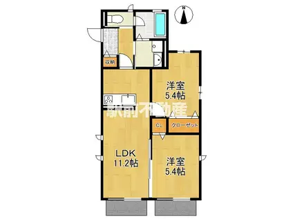 キュート(2LDK/2階)の間取り写真
