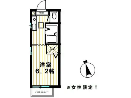 ヴィラビアンカIII(1K/2階)の間取り写真