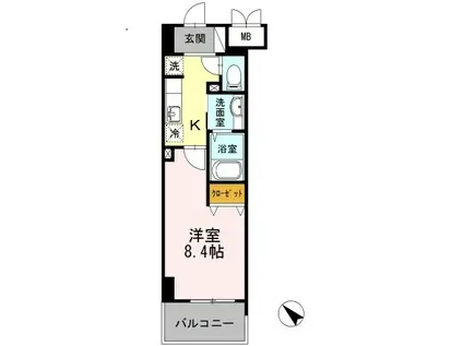 ヤマザキセキユビルディング(1K/2階)の間取り写真