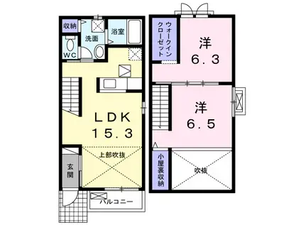 カーサ・エレガンテ国府II(2LDK/1階)の間取り写真