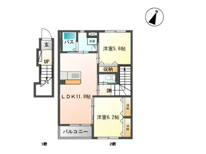 WIZARD(2LDK/2階)の間取り写真