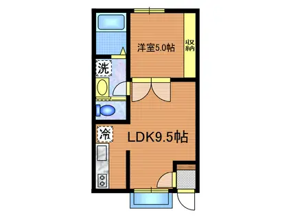 西武新宿線 東伏見駅 徒歩12分 2階建 築4年(1LDK/2階)の間取り写真