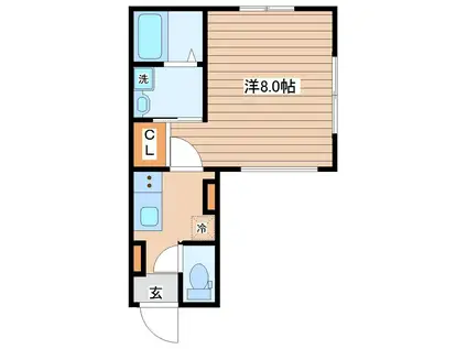 グランシャンテ南鍛冶町(1K/2階)の間取り写真