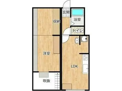 スカイライト助信(1LDK/2階)の間取り写真