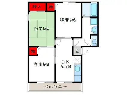 RIHITO八尾 C棟(3DK/1階)の間取り写真