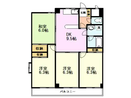 コスモリード国分寺(4DK/3階)の間取り写真