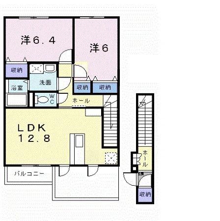 ジェルメスクエア(2LDK/2階)の間取り写真