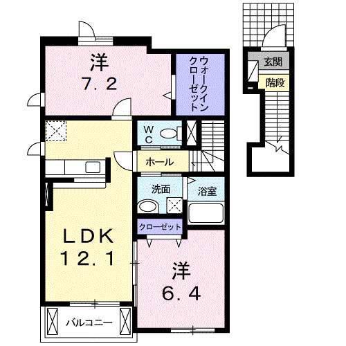 モン・ソレイユA(2LDK/2階)の間取り写真