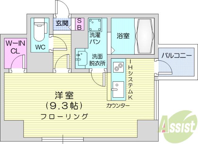 カスタリア大町(ワンルーム/9階)の間取り写真