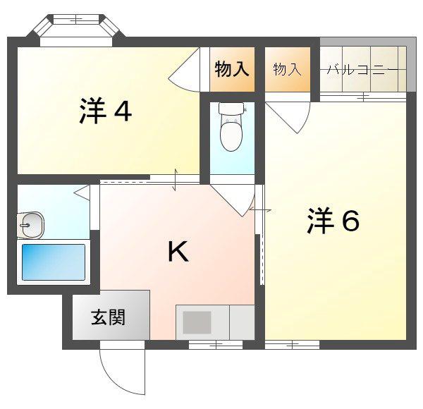 オペルI番館(2K/3階)の間取り写真