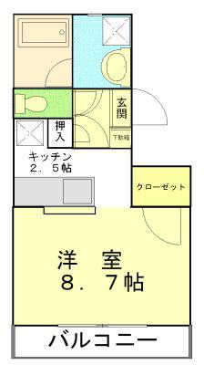 グリシーヌ(1K/2階)の間取り写真