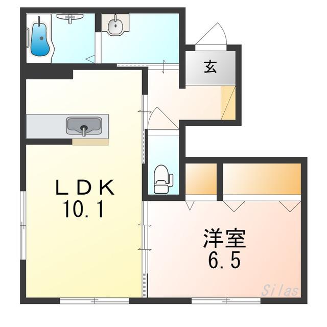エルメゾン大美野(1LDK/1階)の間取り写真