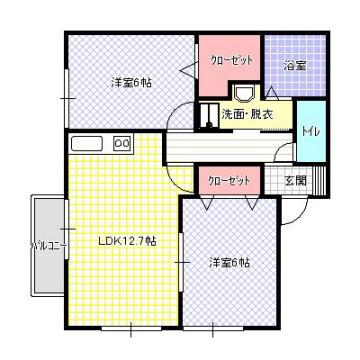 エスポワール東寝屋川(2LDK/1階)の間取り写真