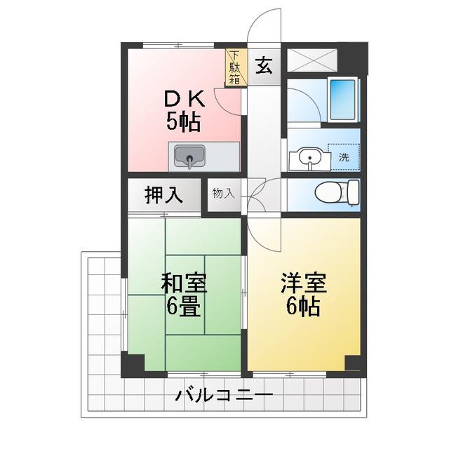 第2レクコーポ舞浜E48番館(2DK/2階)の間取り写真