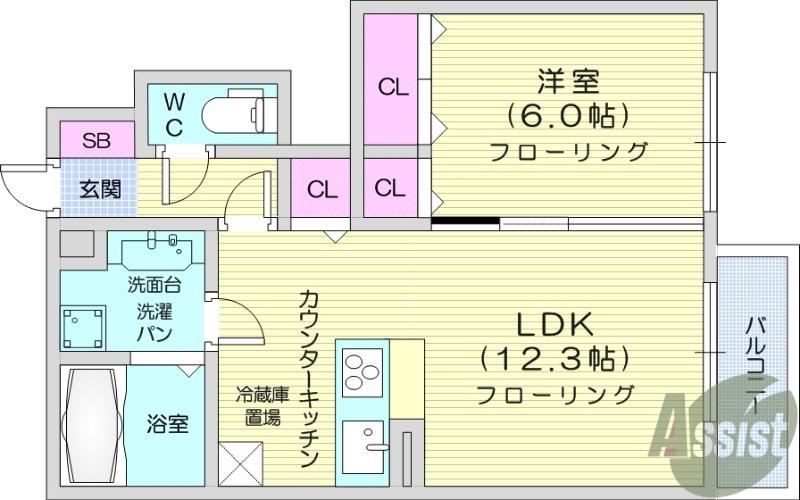 D-ROOMM A(1LDK/1階)の間取り写真