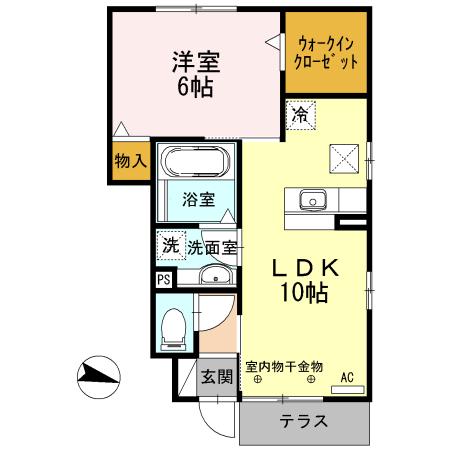 アヴァンツァーレ南館(1LDK/1階)の間取り写真