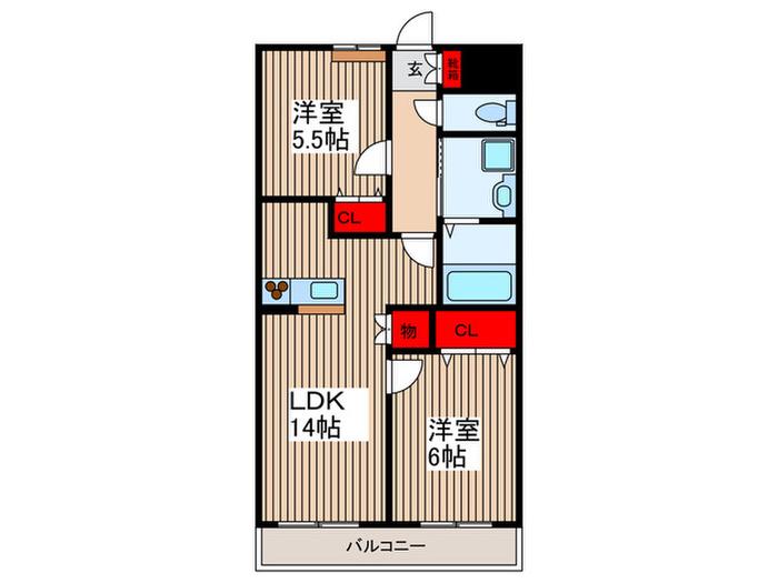CLAIRSAIFUKU(2LDK/1階)の間取り写真