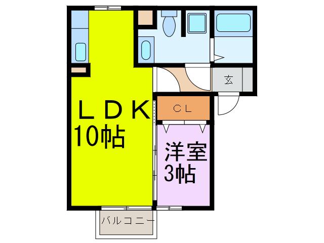 ピュアマインド(1LDK/1階)の間取り写真