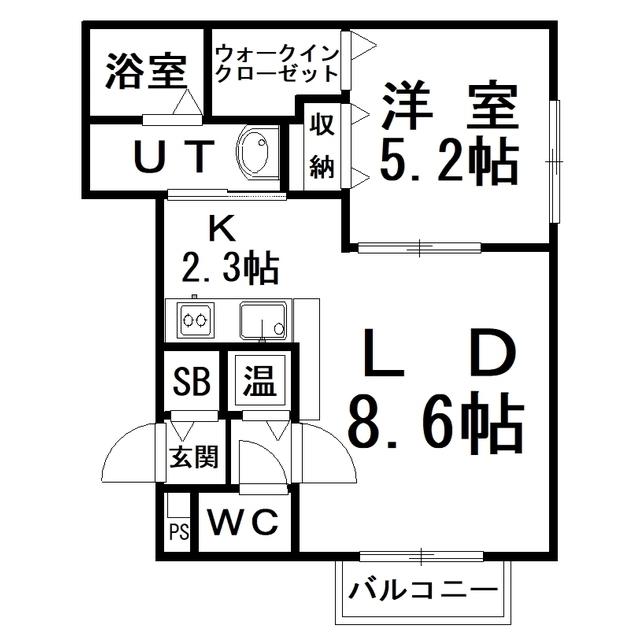 QUARTET(1LDK/1階)の間取り写真