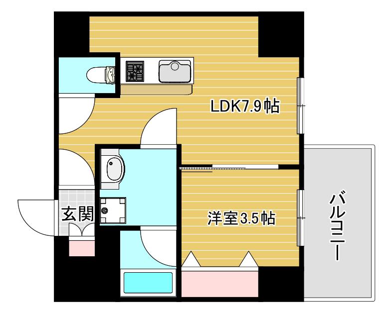 ブエナビスタ難波サウスタワー(1LDK/9階)の間取り写真