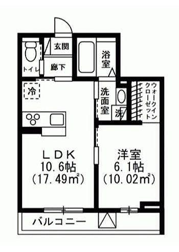 桜クレセント(1LDK/2階)の間取り写真