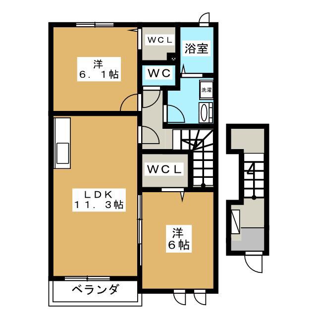 ベスト ナウ ハウスC(2LDK/2階)の間取り写真