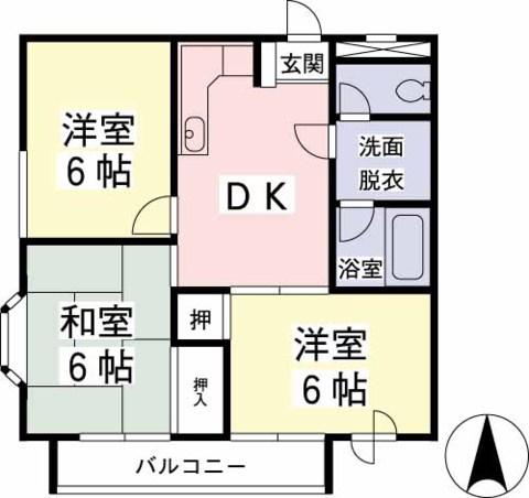 ヤマト永山ハウス(3DK/3階)の間取り写真