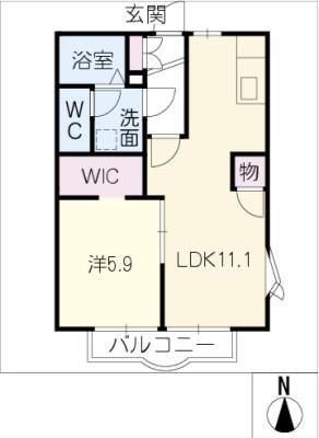 レジデンス開明(1LDK/2階)の間取り写真