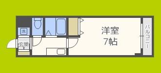 ボナール遠里小野(1K/2階)の間取り写真