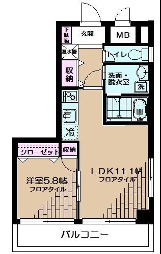 ラフレシール市川(1LDK/4階)の間取り写真