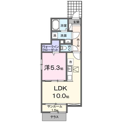 五香7丁目アパートB(1LDK/1階)の間取り写真