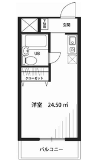 アクセント駒岡(ワンルーム/1階)の間取り写真