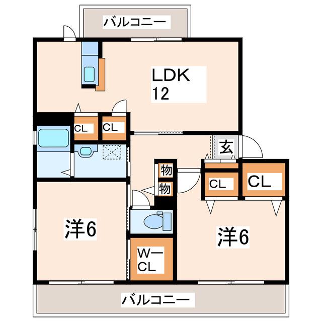 ユーメゾン新大江(2LDK/2階)の間取り写真