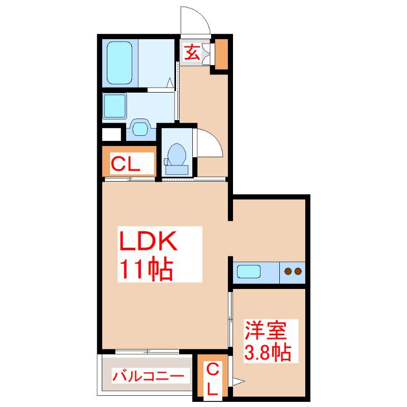 ASANA(1LDK/2階)の間取り写真