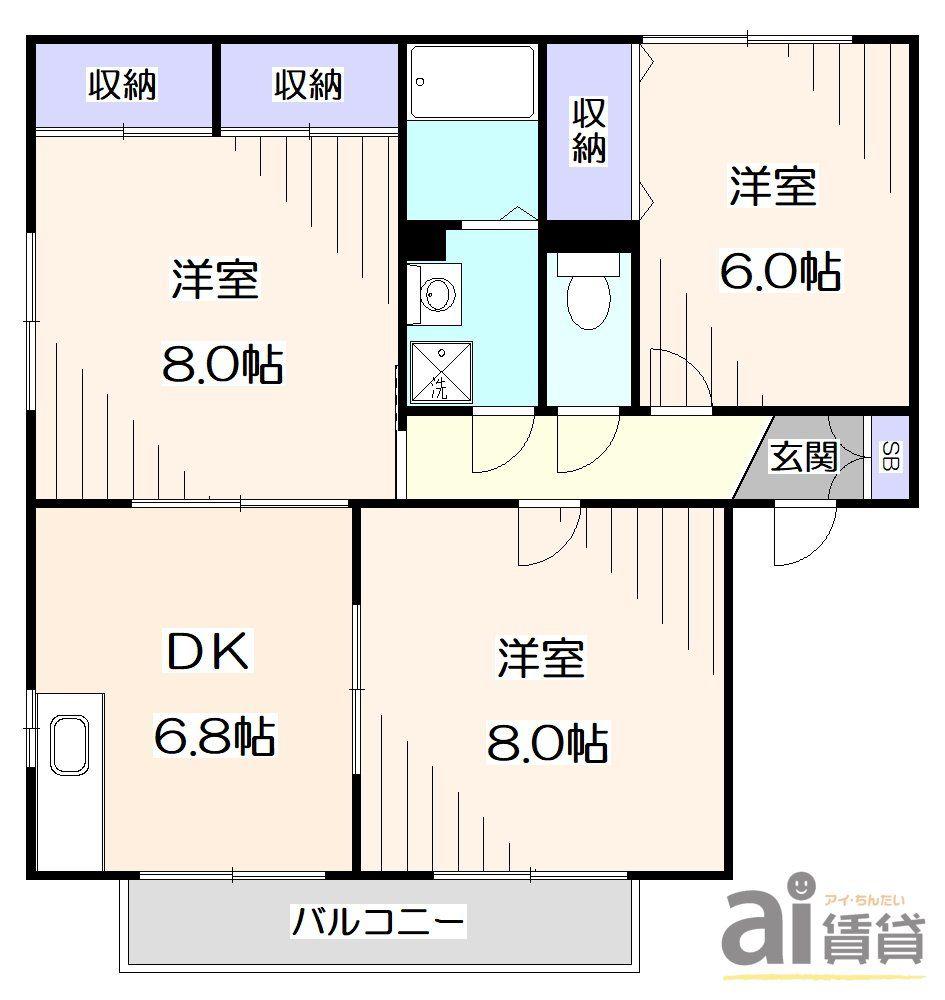 サンレイクヴィラSUZUKIB(3DK/1階)の間取り写真