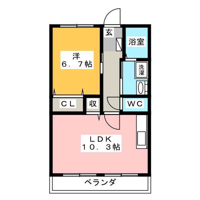 T.Hヒルズ(1LDK/2階)の間取り写真