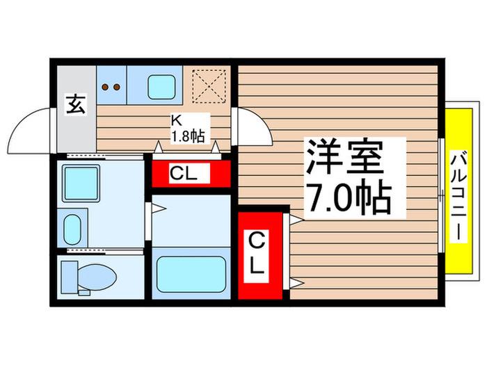 パセオグランデ花見川(1K/2階)の間取り写真
