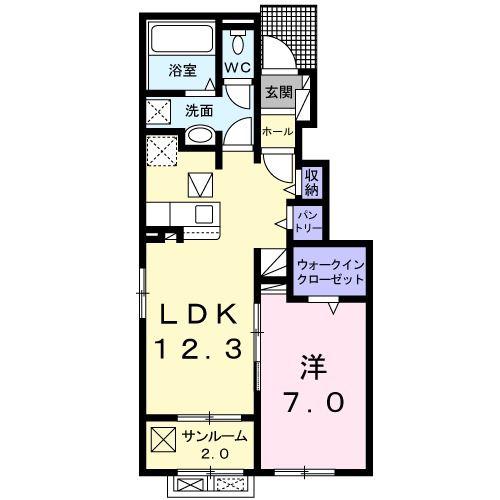 ル・シエル(1LDK/1階)の間取り写真