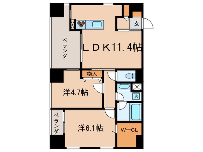 アブレスト動坂(2LDK/9階)の間取り写真