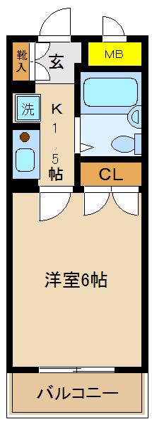リーブル北小金(1K/2階)の間取り写真