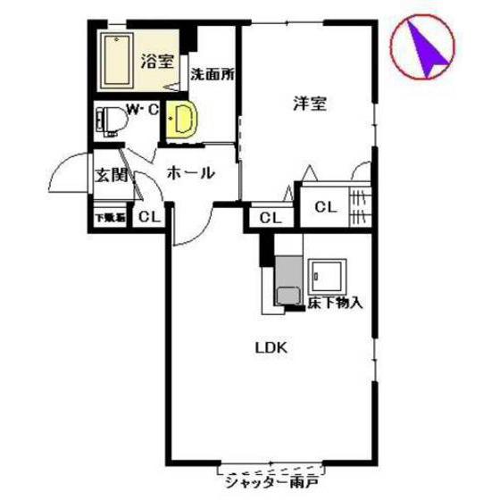 エステルA・B(1LDK/1階)の間取り写真