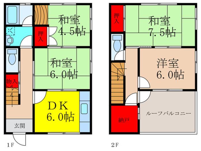 林田ハイツ(4DK/1階)の間取り写真
