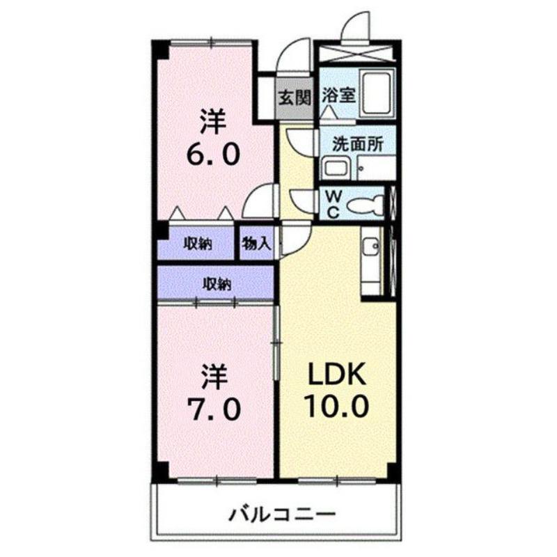ニューキャッスルIK(2LDK/1階)の間取り写真